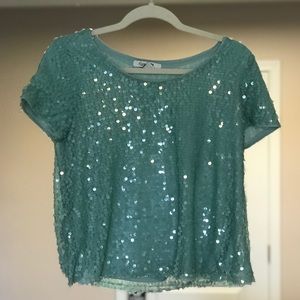 Aqua sequin Forever 21 top